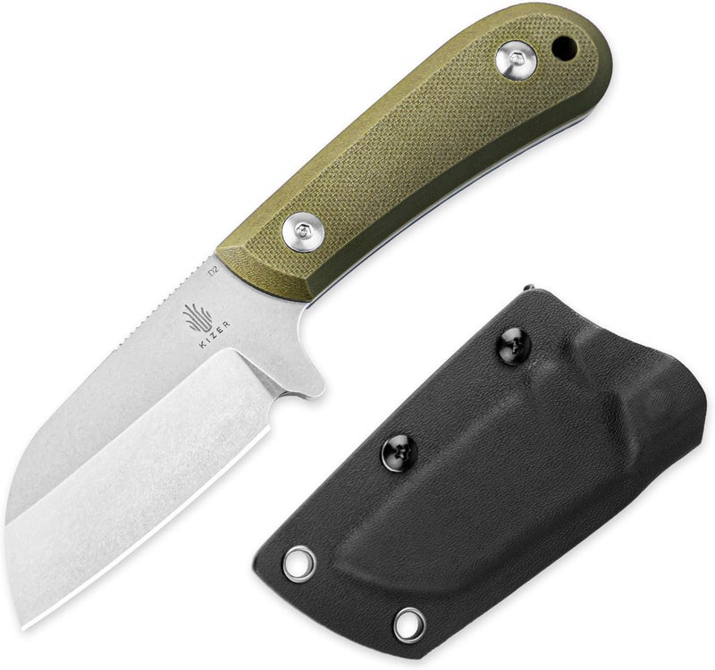 KIZER Deckhand Fixed Blade Knife with Sheath, D2 Blade Camping Knife G10 Handle, Fixed Blade EDC Knives for Men Women, Outdoor Hunting Hiking Survival Knives 1062M2 - Image 1